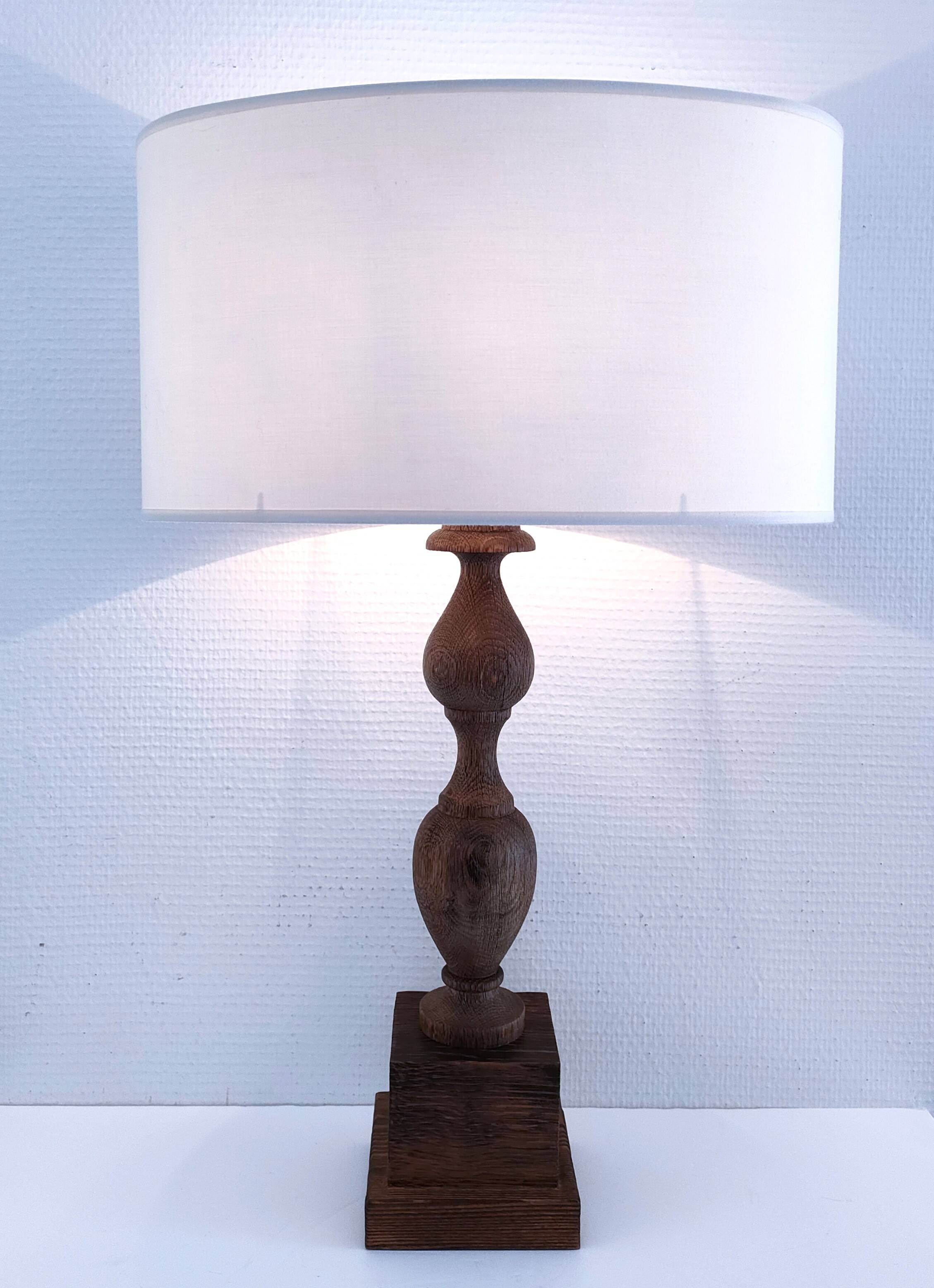 XL turned solid wood lamp base H.45.5 cm