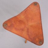 Three folding hunting chairs Leather seats 1960s