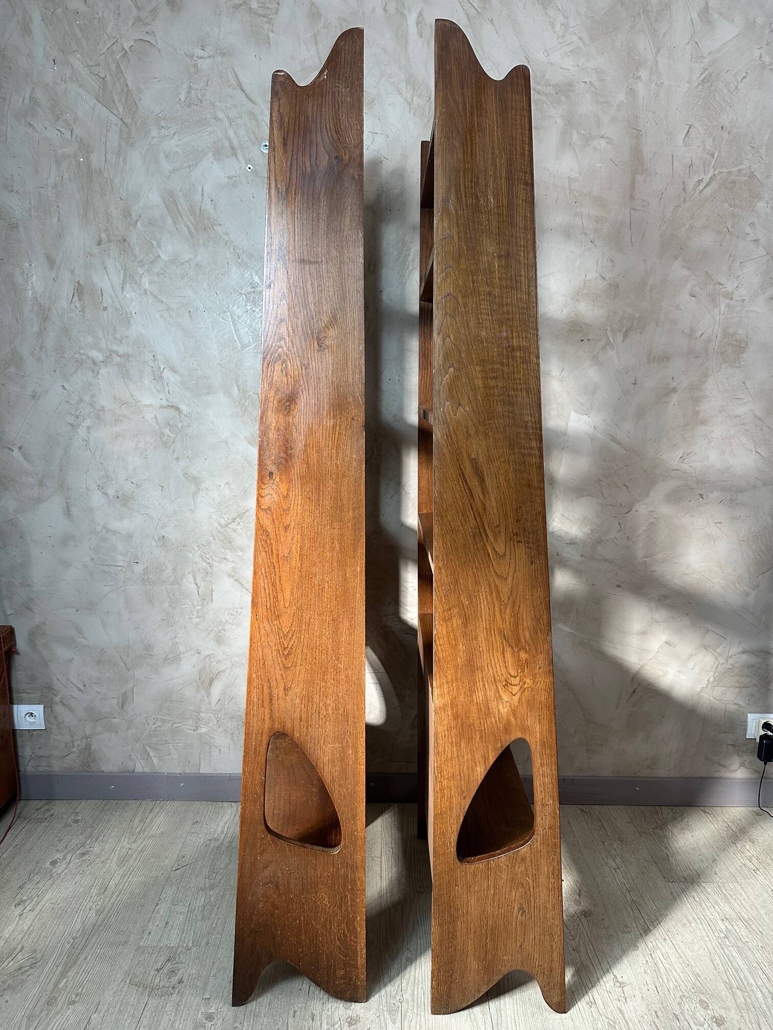 Pair of oak shelves