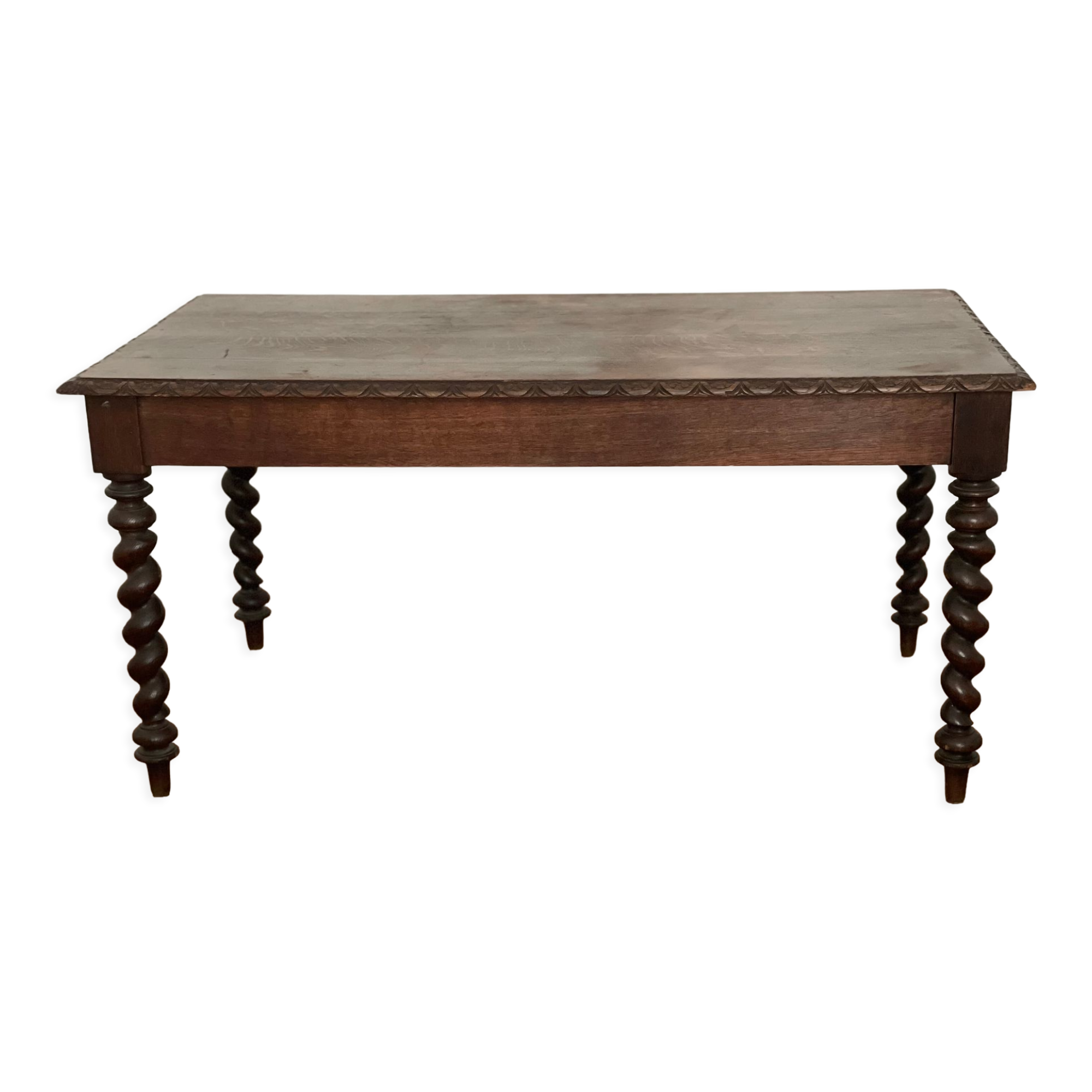Old farm dining table Louis XIII turned wood