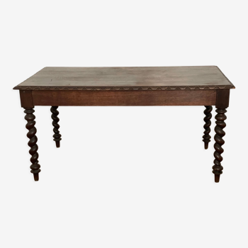 Old farm dining table Louis XIII turned wood