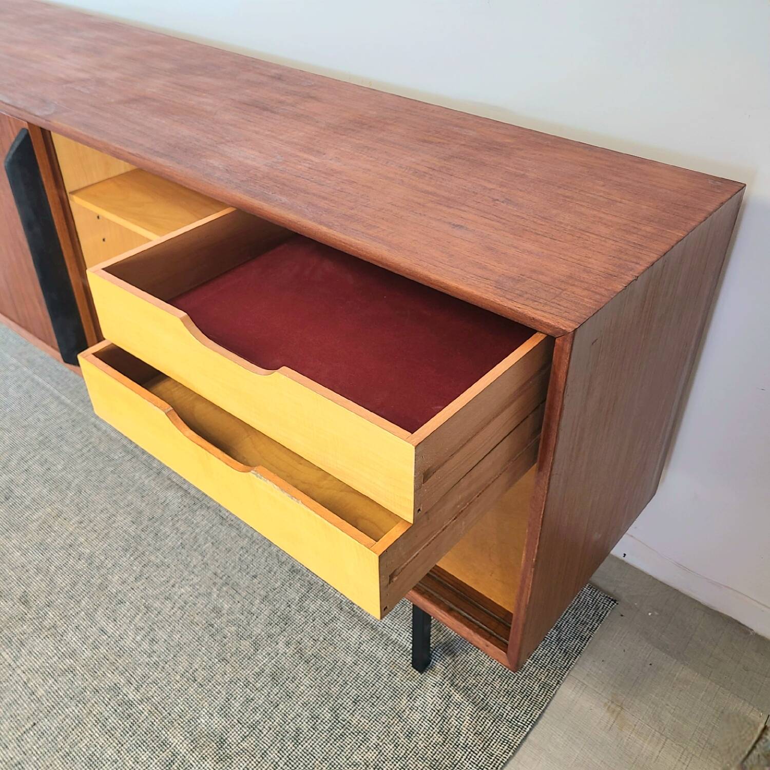 Enfilade moderniste teck vintage années 1960 design midcentury scandin