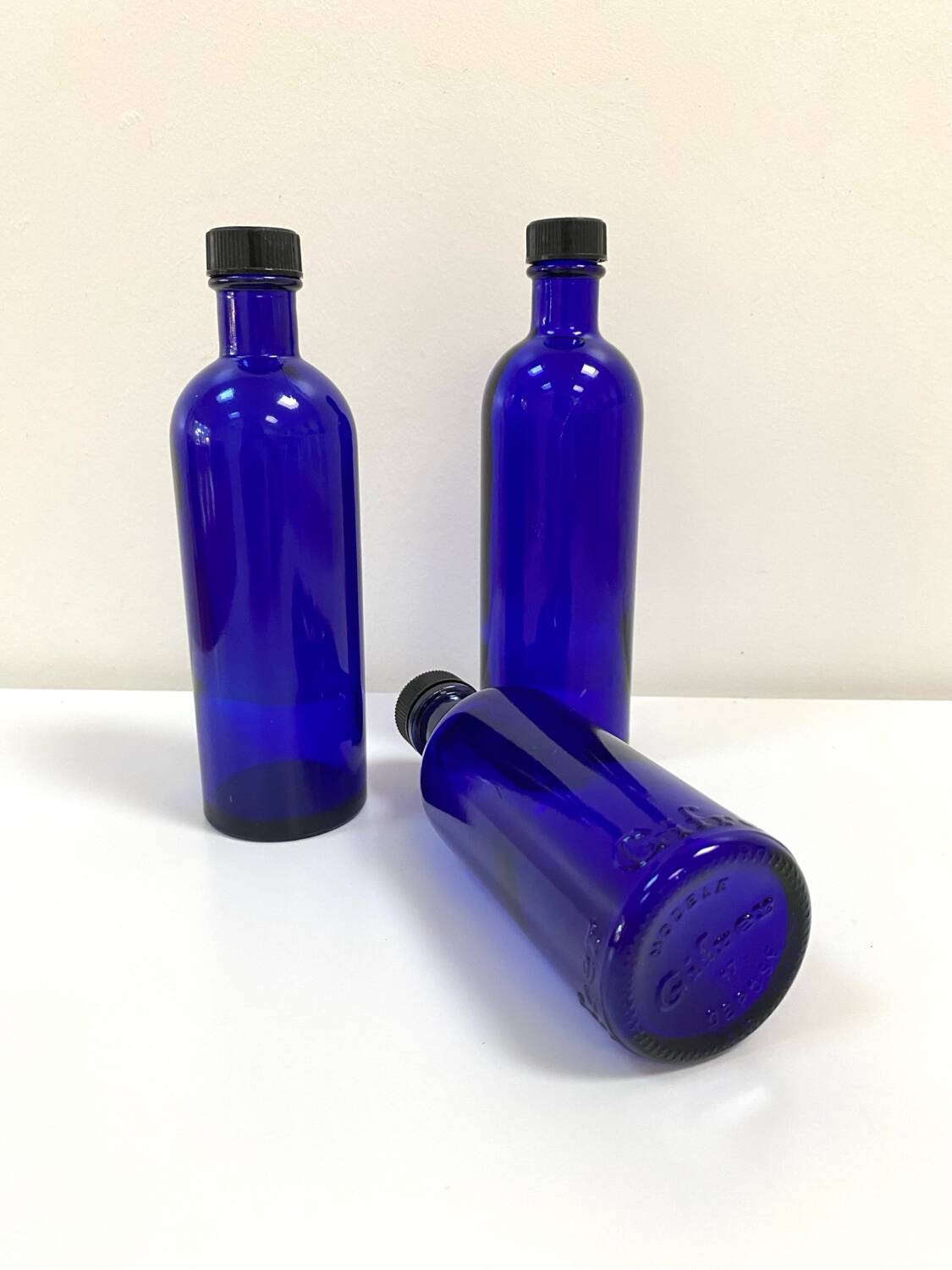 Cobalt Blue Glass Bottle/Vase Trio