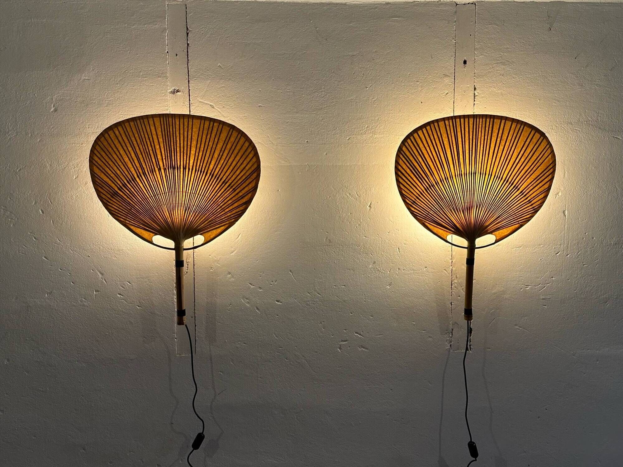 Pair Of Ingo Maurer Uchiwa III Wall Lamps For M-Design, 1973
