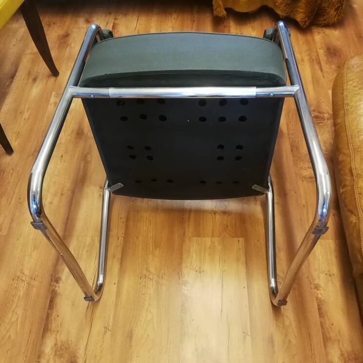 Roneo armchair, Nori model, gray leatherette, chrome tubes, very good general condition
