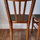 Pair of Luterma bistro chairs in beech wood and green seat 50s