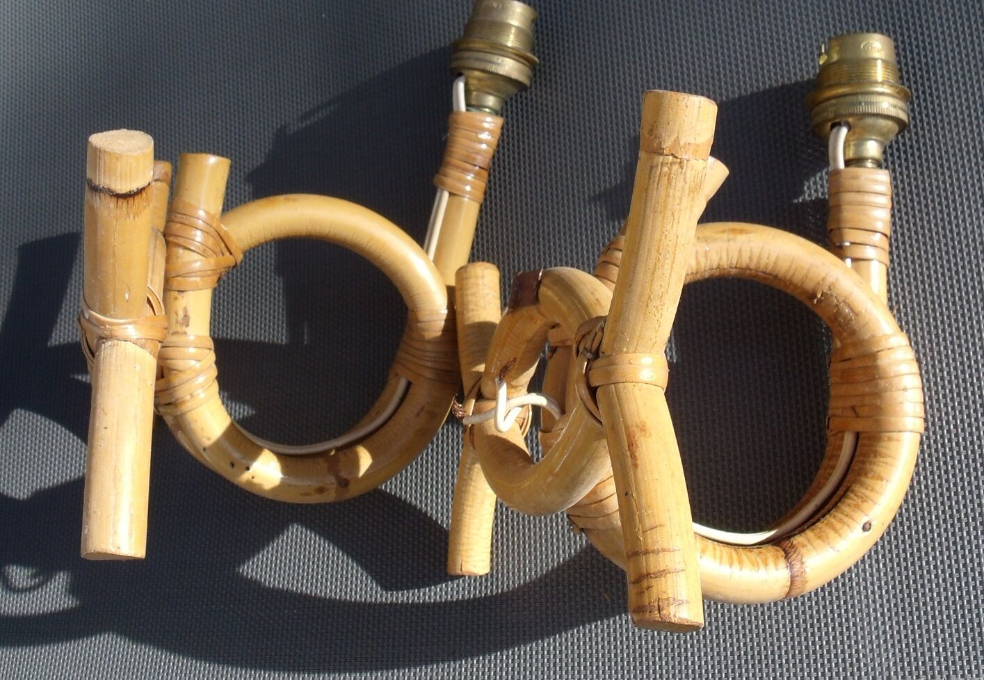 Pair of rattan wall lights