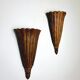 Pair of Art Deco carved wood wall sconces, France, 1930s
