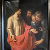 "The Incredulity of Saint Thomas" oil on canvas after the triptych by Rubens, circa 1800.