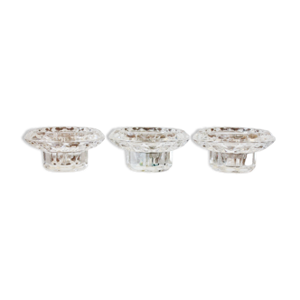 3 bougeoirs en cristal d'Arques vintage