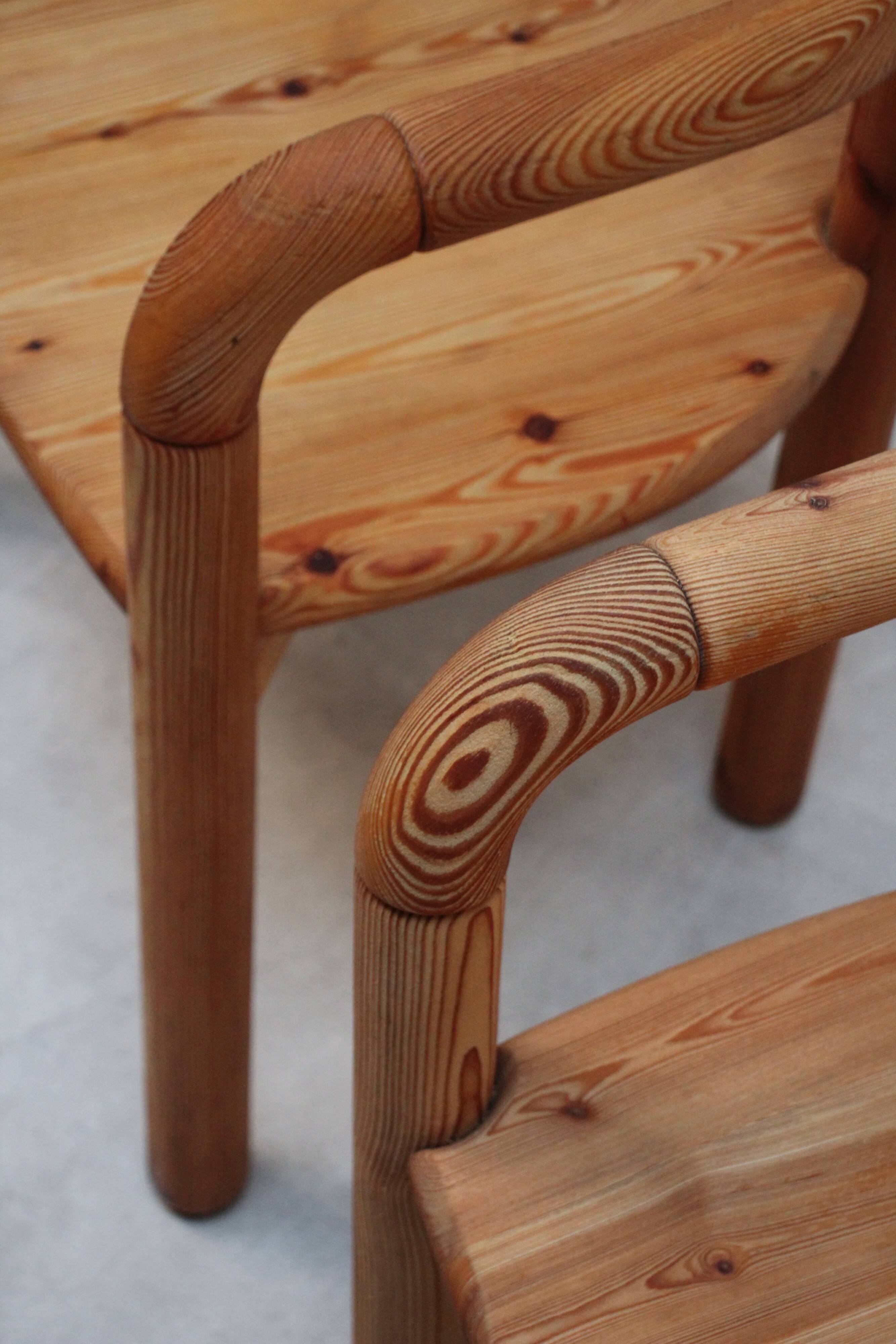 Series of 5 Scandinavian pine chairs