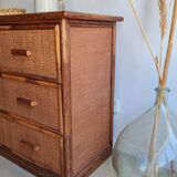 Vintage rattan chest of drawers