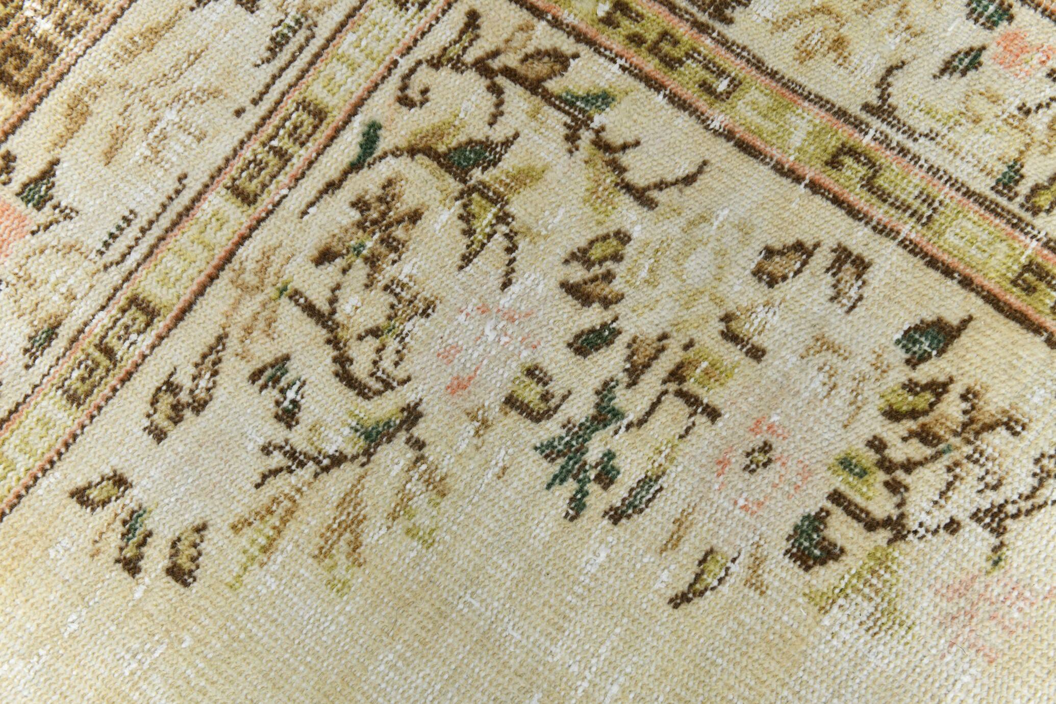 Tapis Vintage Turc Crème, Médaillon Floral, Style Shabby Chic, 150x250Cm