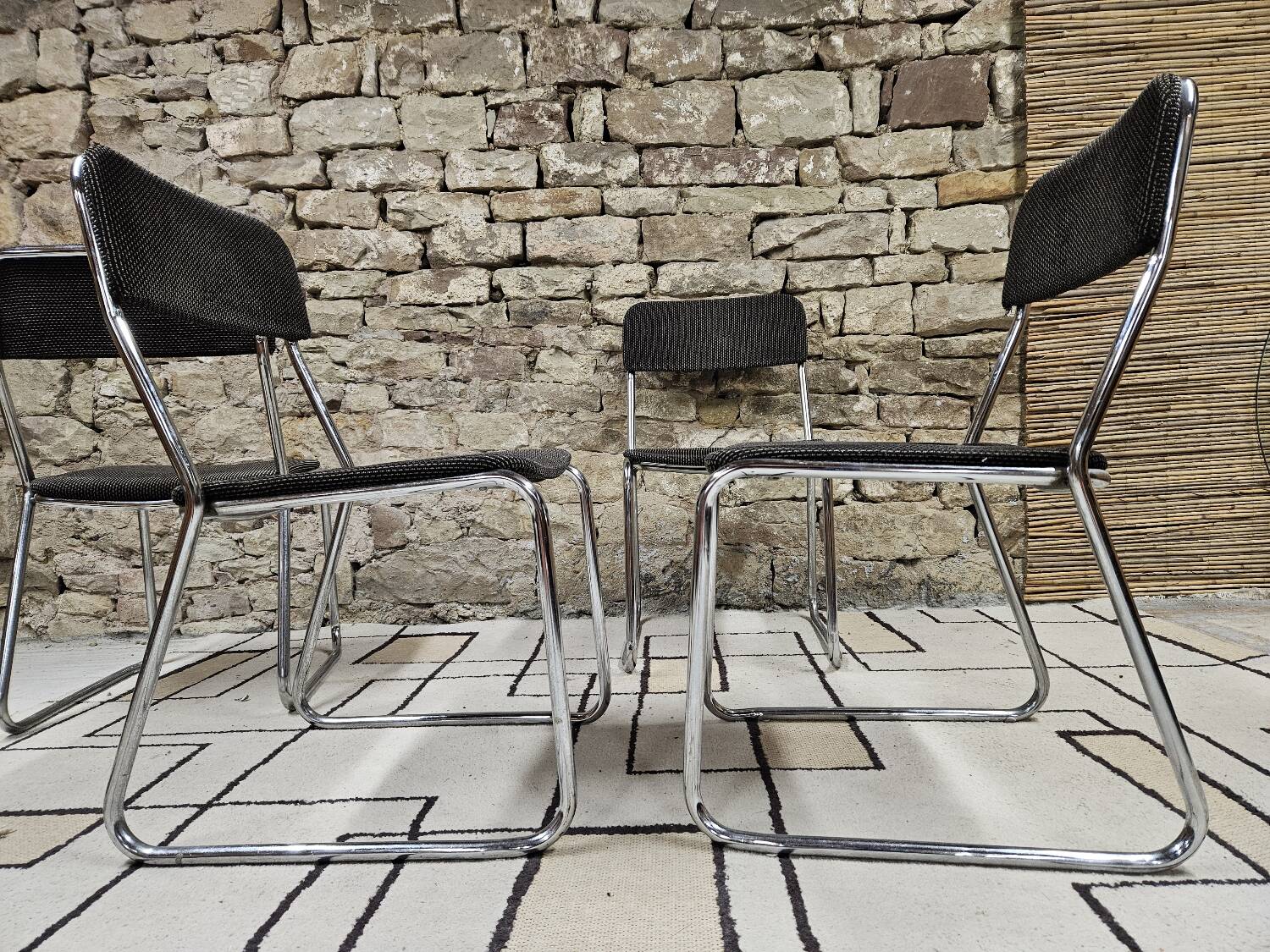 Set of four vintage 1970 sled chairs