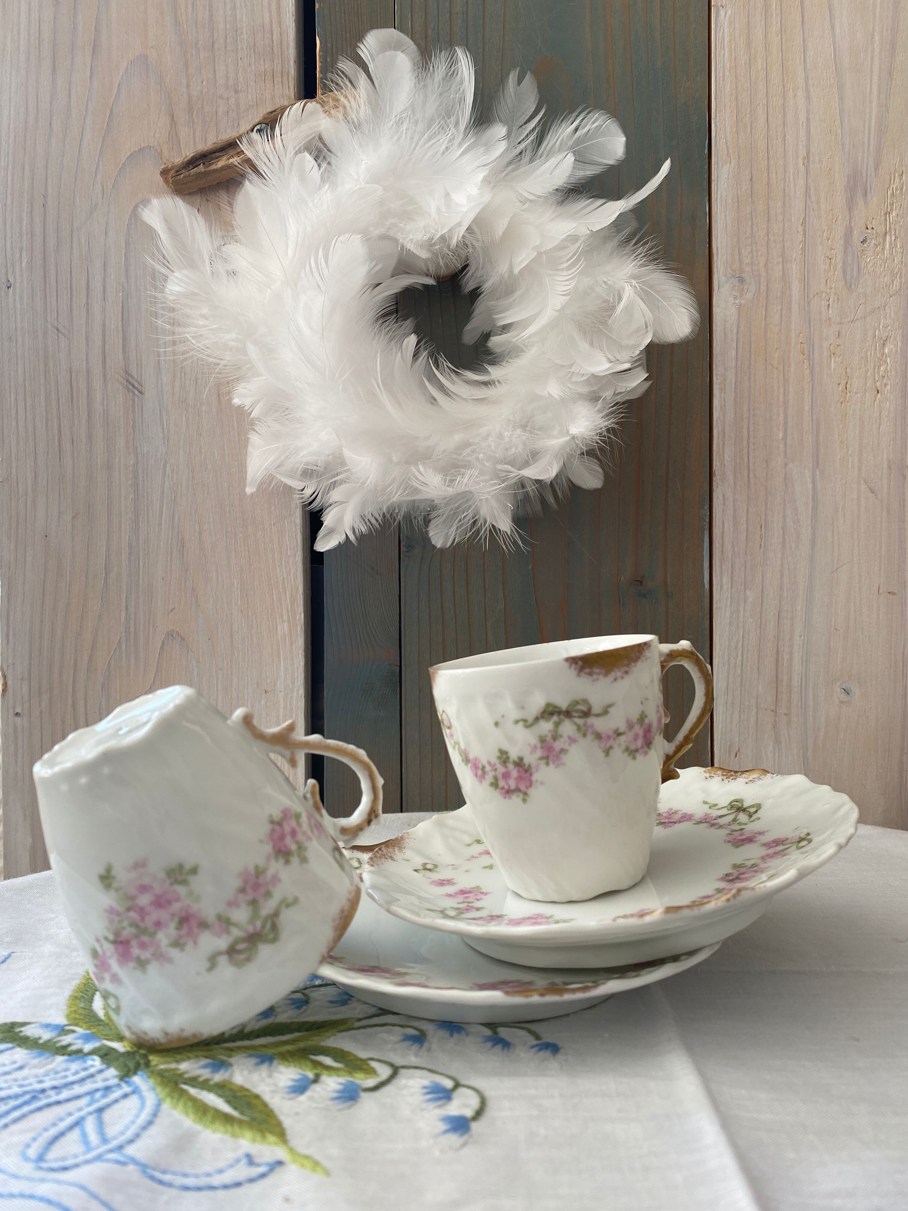 Duo of antique porcelain cups