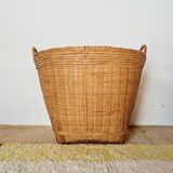 Storage basket for a plant pot in vintage rattan