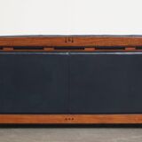 2 canapés Art Déco 2,5 places en cuir de vachette bleu foncé