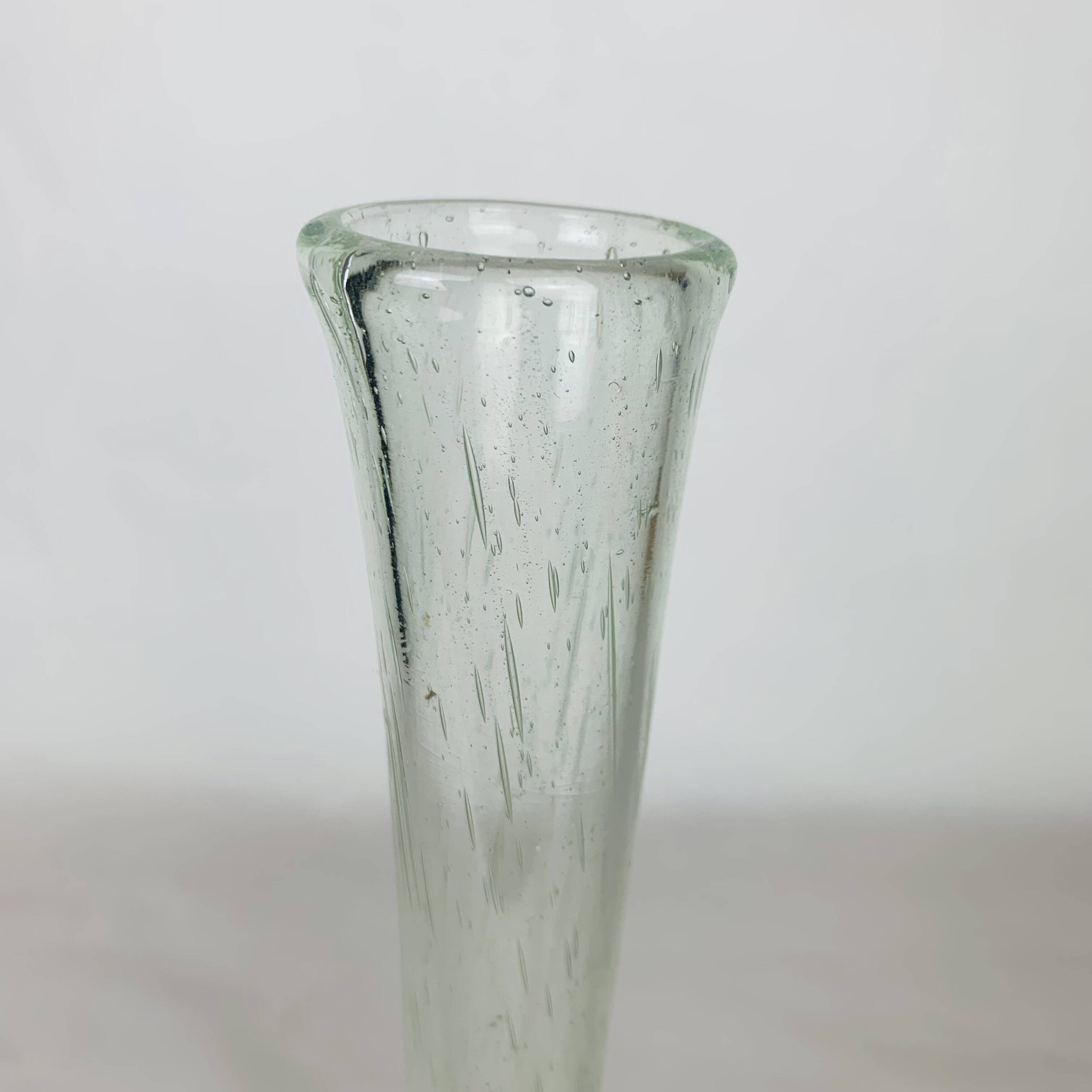 Biot vintage green bubble glass soliflore vase