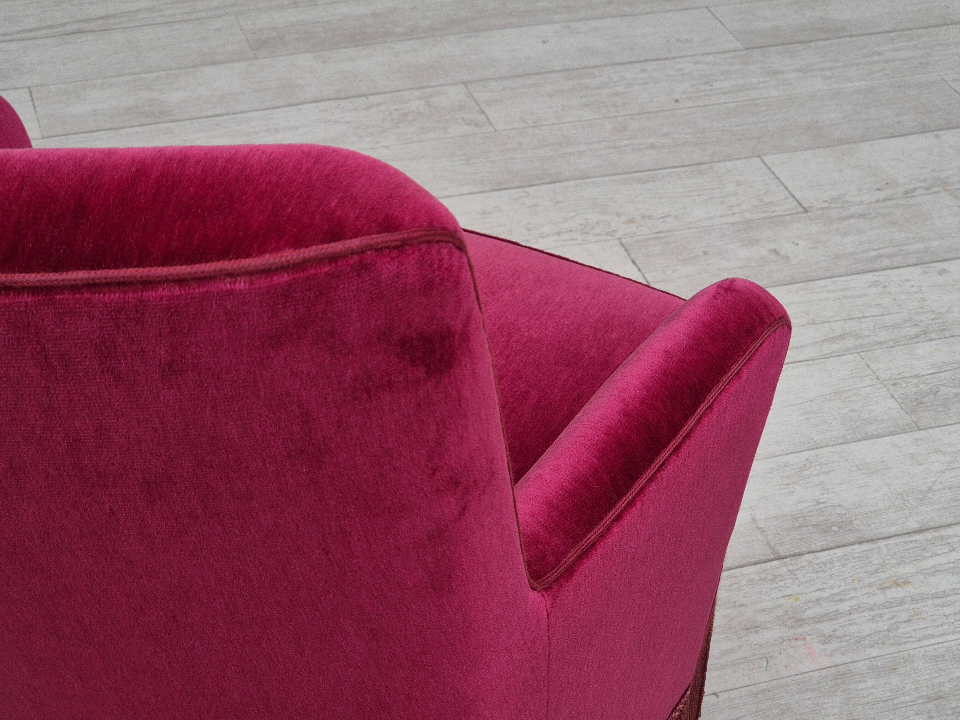 1970s, Danish easy chair, original very good condition, furniture velour.