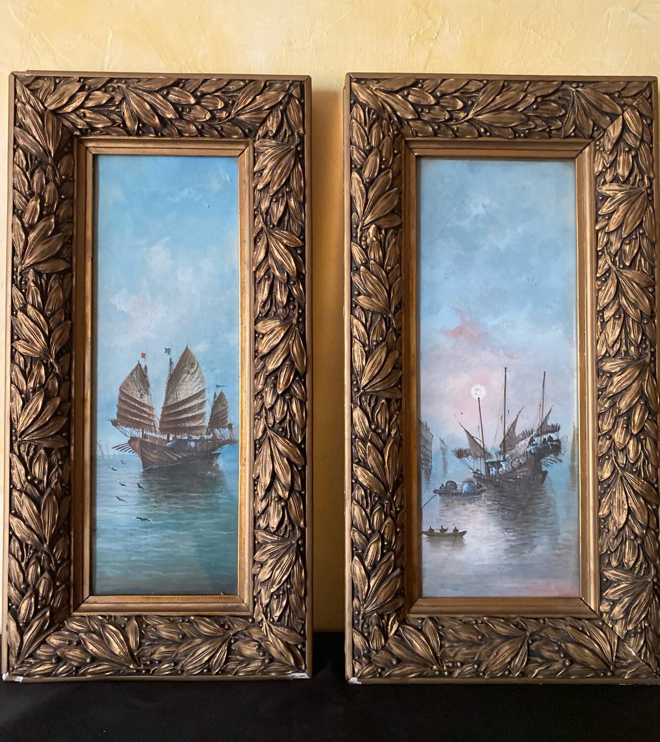2 paintings, marine subject