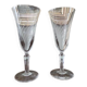 2 antique blown glass champagne flutes, tulip shape.