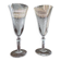 2 antique blown glass champagne flutes, tulip shape.