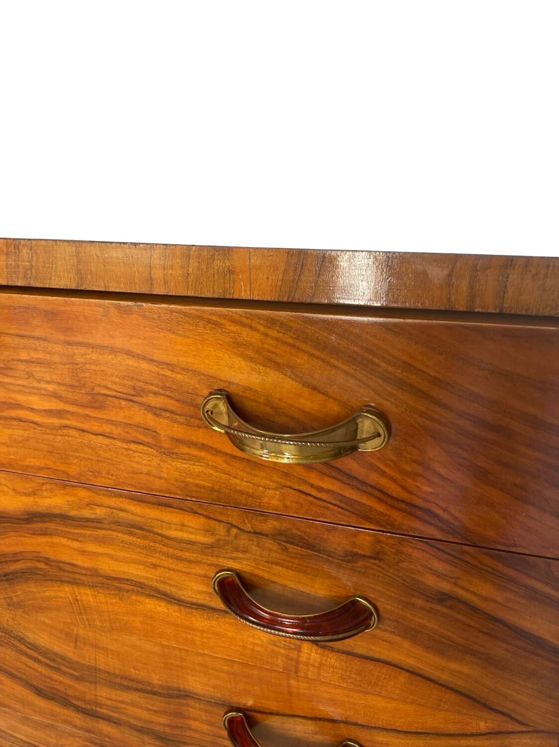Commode italienne Art déco en ronce de noyer, années 1930