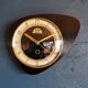 Vintage formica clock silent asymmetrical wall pendulum "FFR Morbier black red"