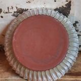 Vintage fluted enameled earthenware potter's salad bowl