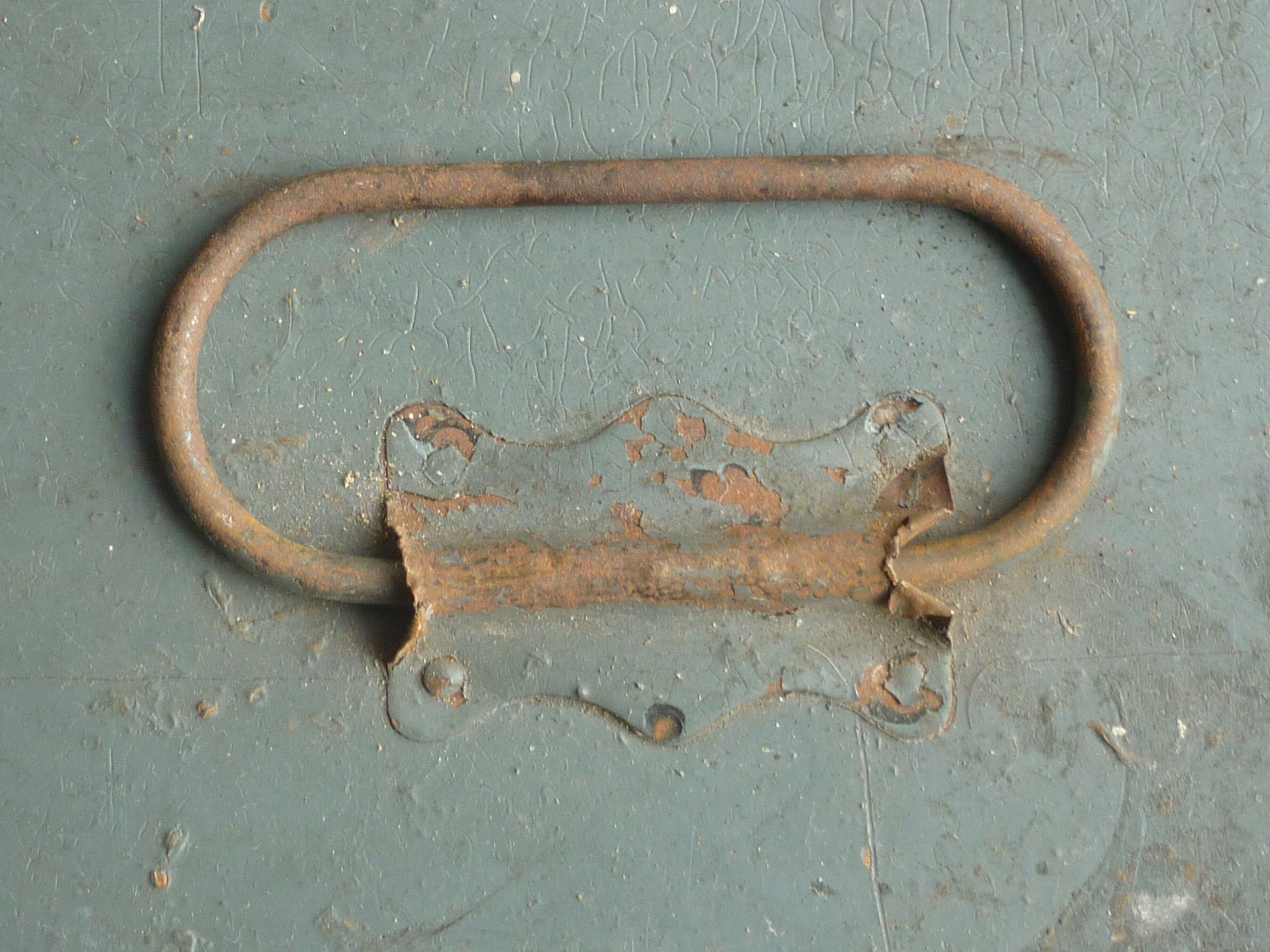 Wooden crate painted in grey