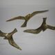 Wall Decoration Set 3 X Seagull / Swallow / Bird. Brass 70 / 80s