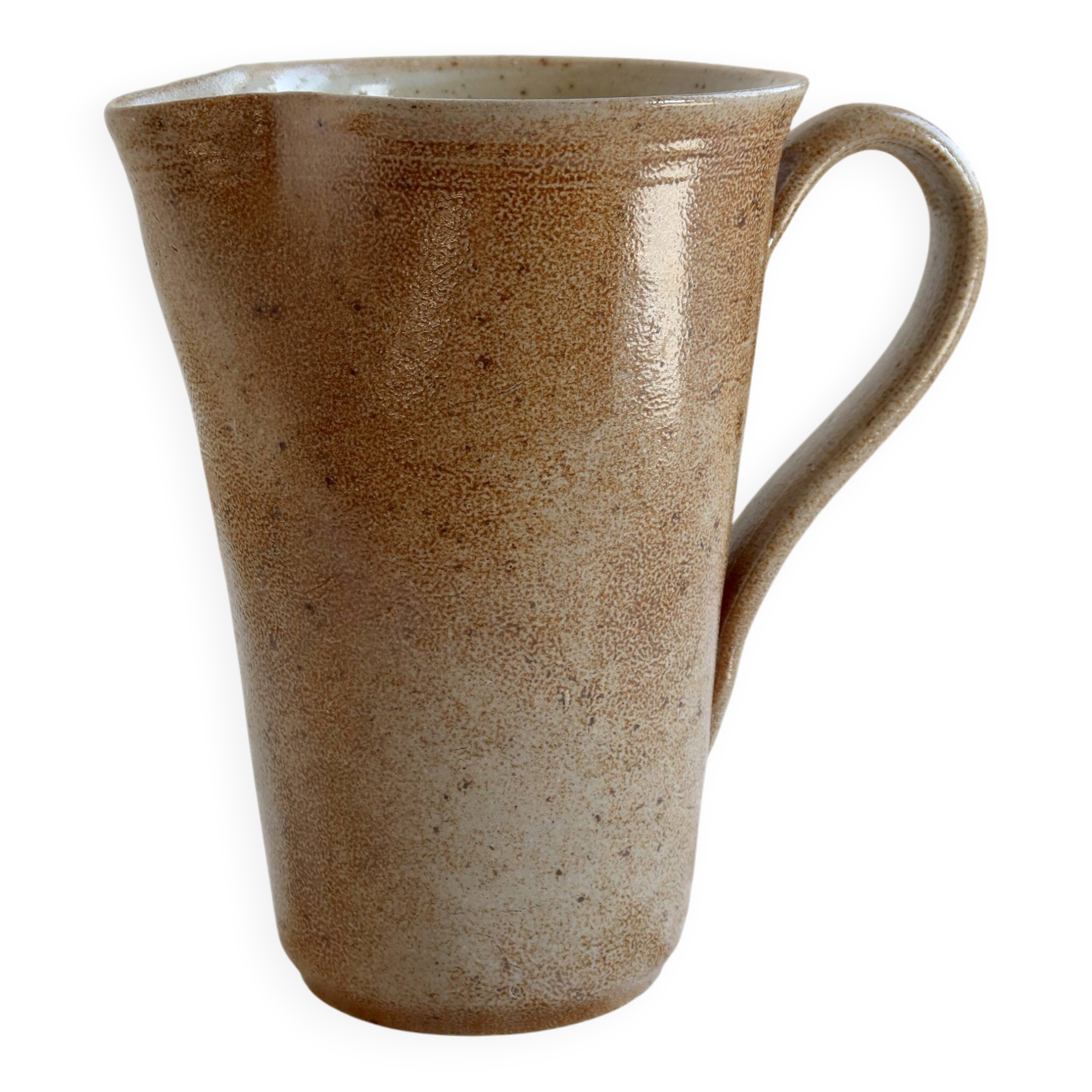 Vintage ceramic jug in taupe brown glaze