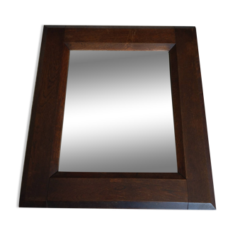 Rustic rectangular vintage oak wall mirror