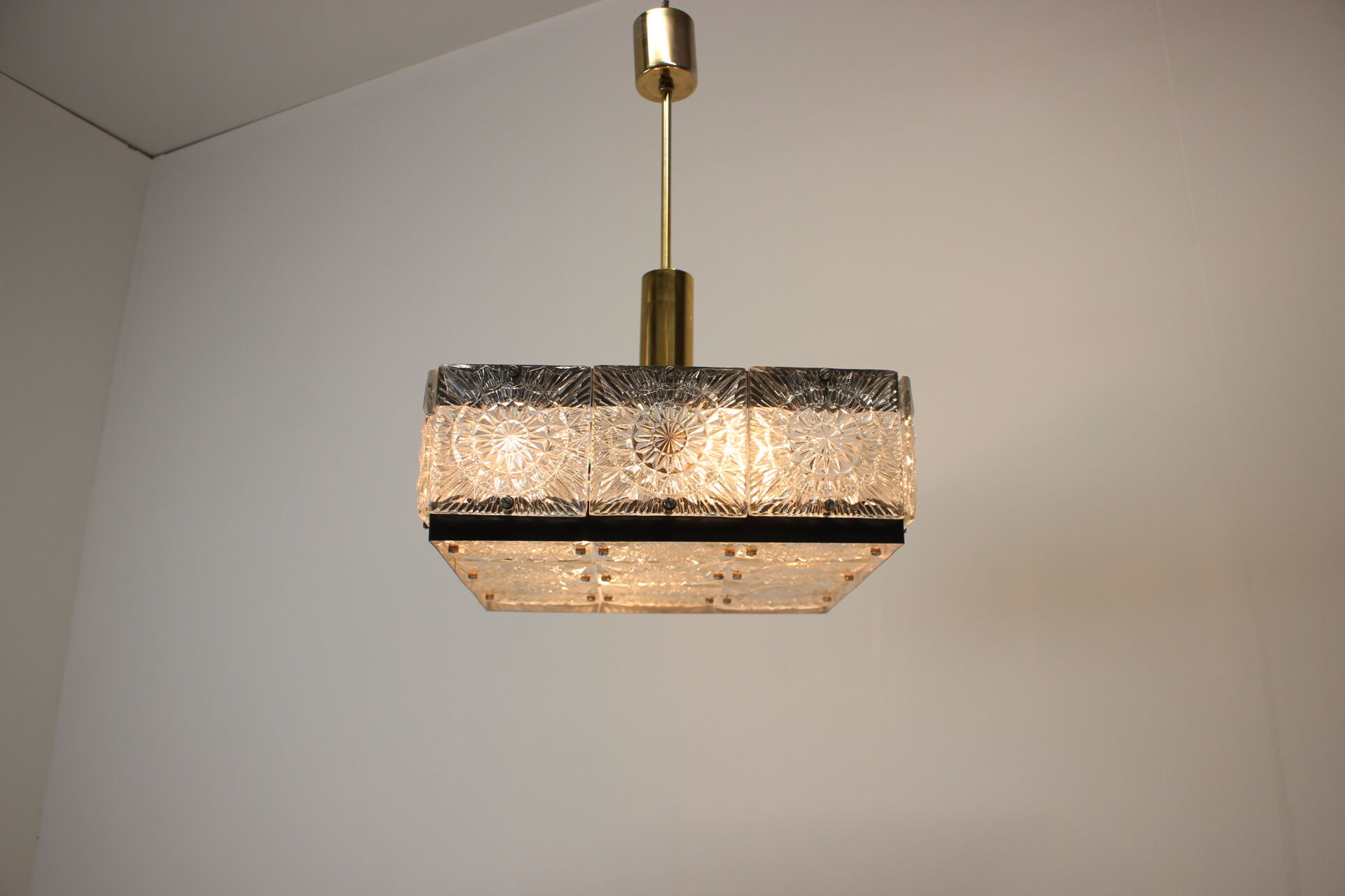 Rare Art Glass Chandelier  Kamenicky Senov, 1970's