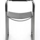 Armchair, silver steel and black leather, contemporary style.