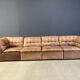Vintage brown leather modular sofa by Laauser, 1960s