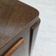 Années 1960, commode radio/TV danoise, bois de frêne laqué, porte en marqueterie de bois.