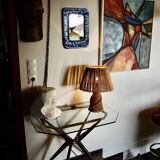 Lampe vintage en jonc tressé et bambou