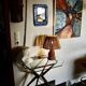 Vintage lamp in braided reed and bamboo