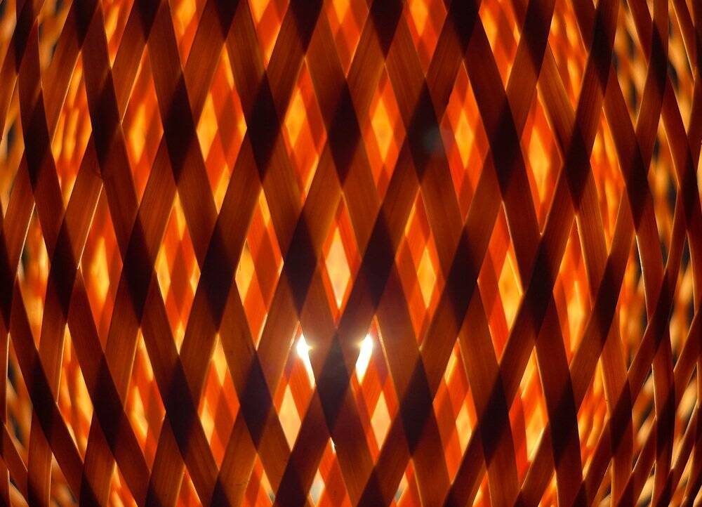 Vintage Scandinavian table lamp in bamboo and wood, 1970s.