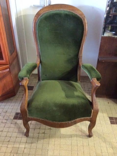 Voltaire with green velvet seat