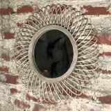Natural braided rattan mirror diameter 58 cm