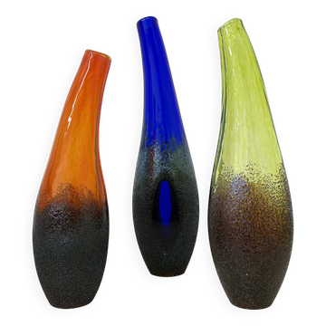 Ensemble de 3 vases Moonlanding de Monica Backstrom pour Kosta Boda Sweden