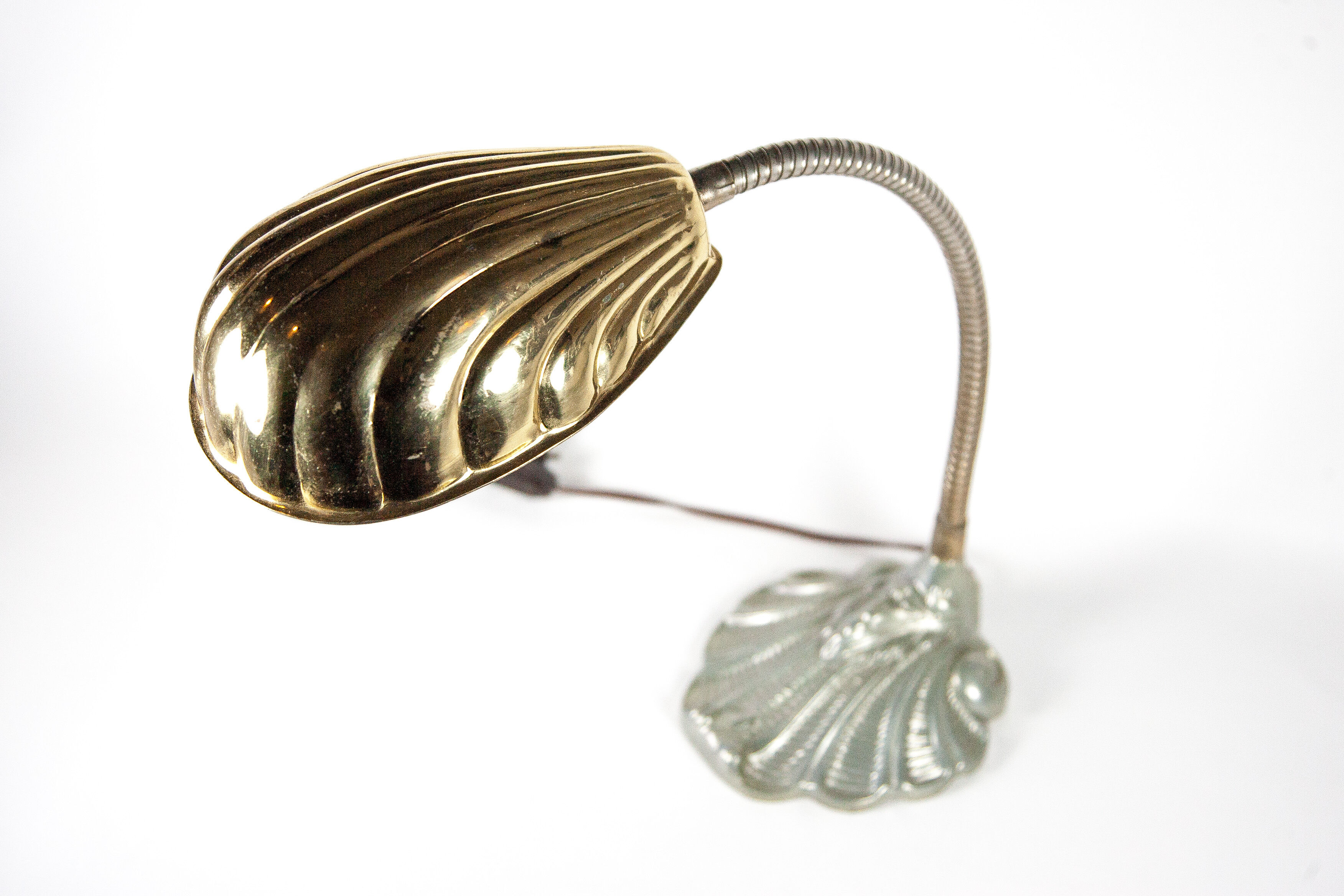 Vintage, lamp, lamp lamp bedside, lampe lamp table lamp metal and cast aluminum, shell, office, art deco lamp, table lamp