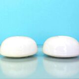 Pair white opaline glass flush mount ceiling or wall lamps