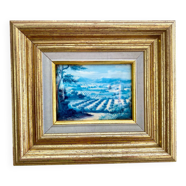 Ancien Fixé sous Verre - Paysage Provençal - Signé R. Rossetti - Vinta