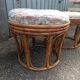 Pair old ottoman stools foot rest round wicker vintage rattan