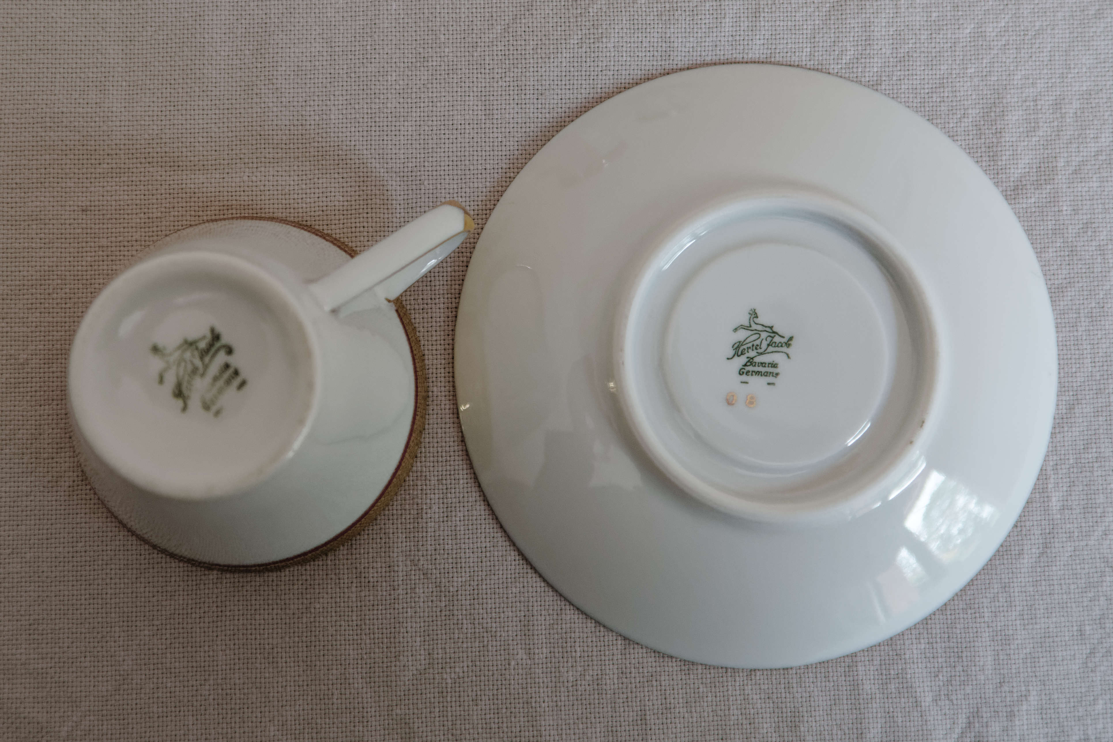 6 coffee cups and porcelain cup Hertel Jacob Bavaria Germany