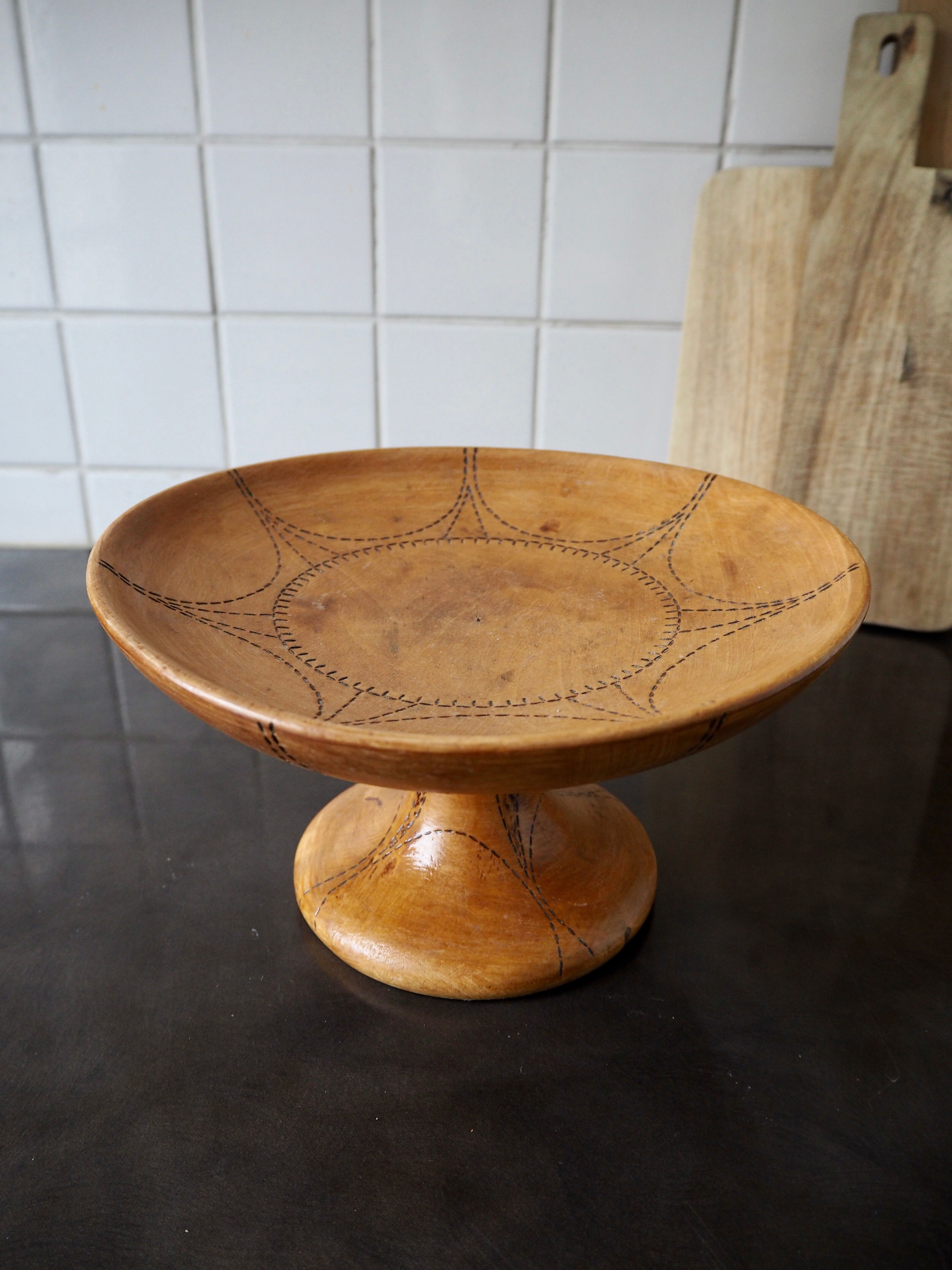 Wooden compotier folk art