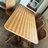 Table and chairs in woven chestnut